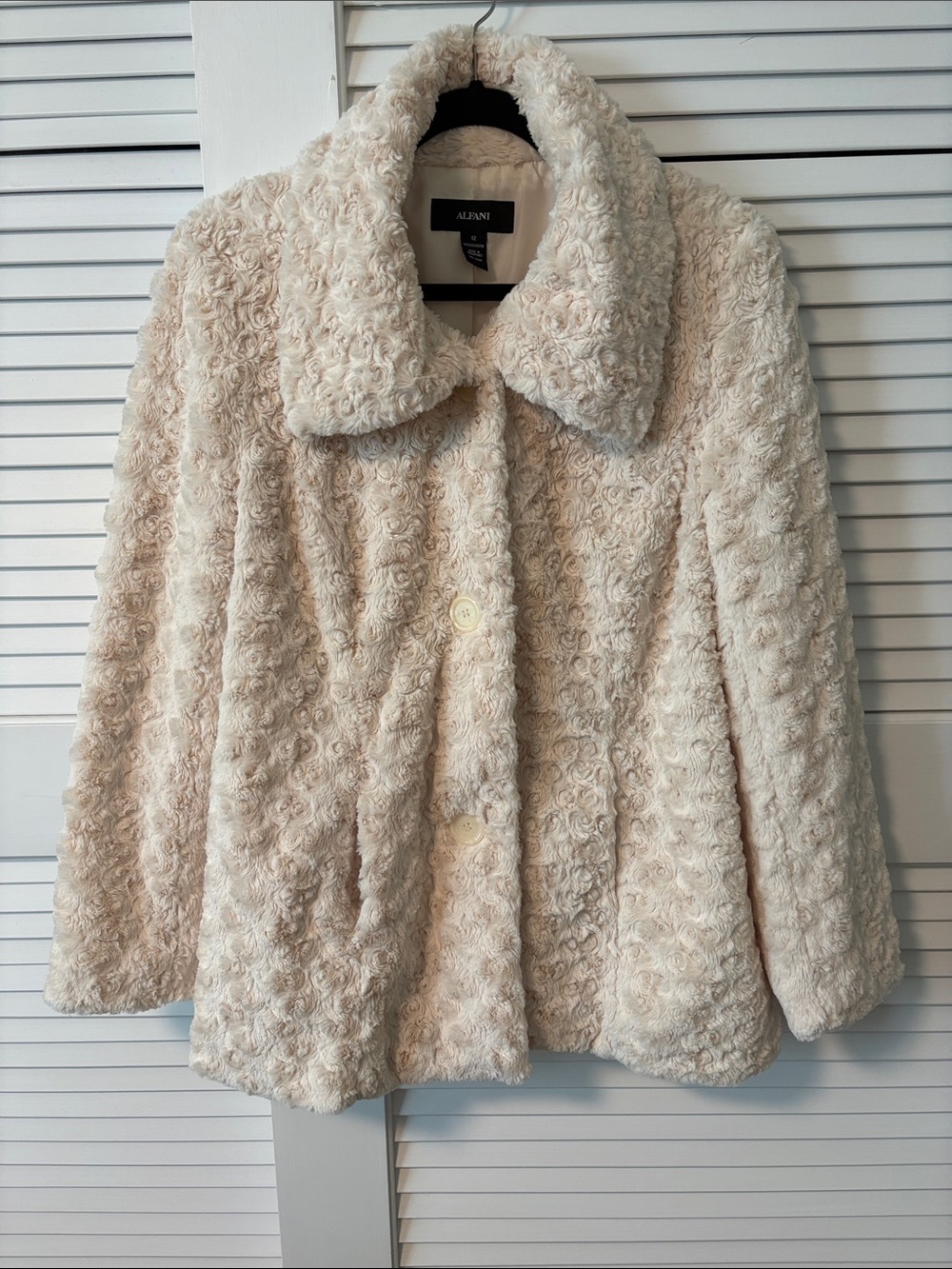 Alfani Light Cream Faux Fur Button Jacket